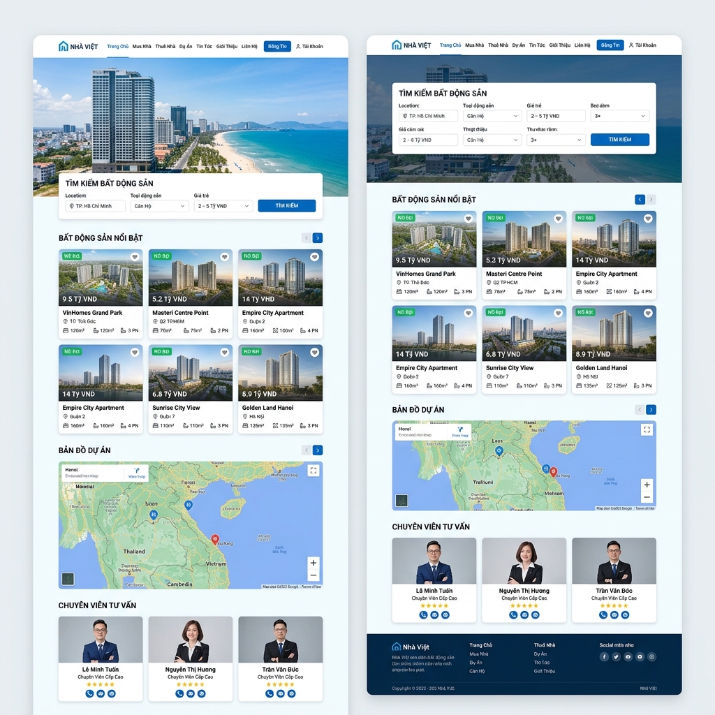 Giao diện Website Bất Động Sản