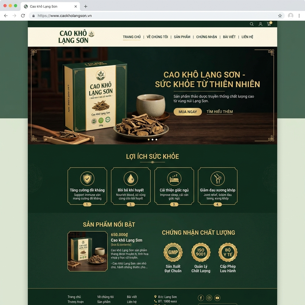 Giao diện Website Cao Khô Lạng Sơn