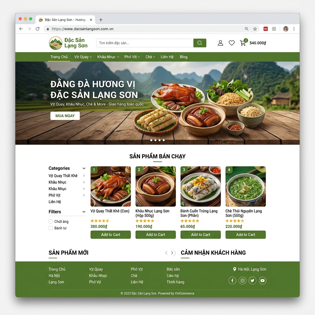 Giao diện Website Đặc sản Lạng Sơn