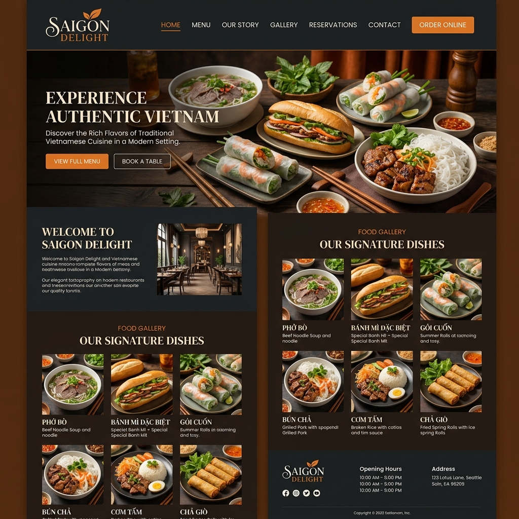 Giao diện Website Nhà Hàng