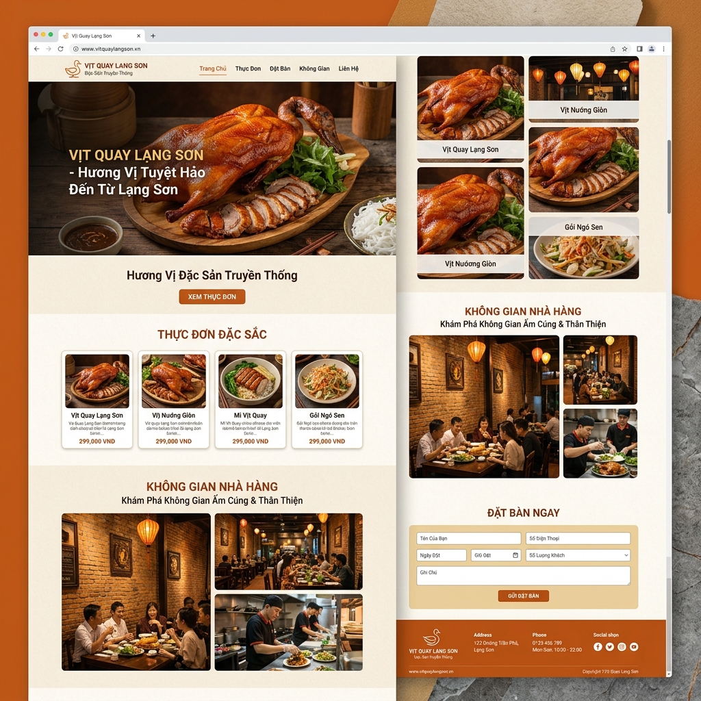 Giao diện Website Vịt Quay Lạng Sơn